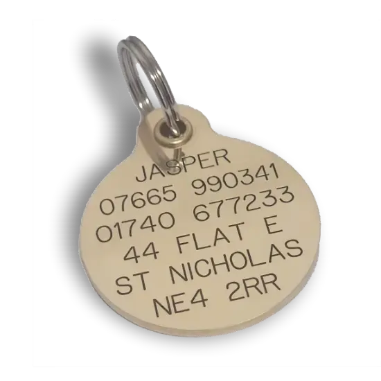 Picture of Large Brass Reinforced Round Pet Tags 