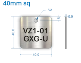 Picture of 40mm square Customised Stainless Steel Valve Tags