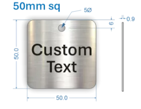 Picture of 50mm square Customised Stainless Steel Valve Tags