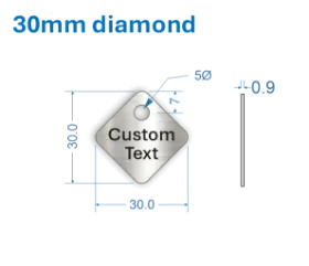 Picture of 30mm Diamond Customised Stainless Steel Valve Tags