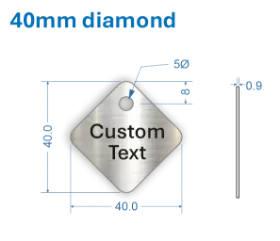 Picture of 40mm Diamond Customised Stainless Steel Valve Tags