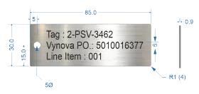 Picture of 85x30mm Rectangle Stainless Steel Valve Tags