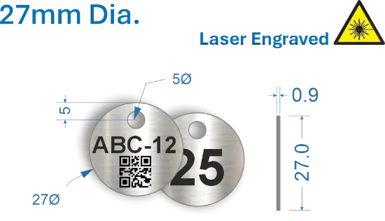 Picture of 27mm dia. Laser Engraved  Stainless Steel Valve Tags