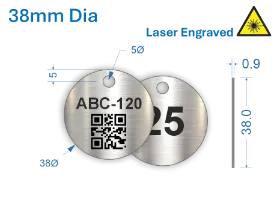 Picture of 38mm dia. Laser Engraved  Stainless Steel Valve Tags