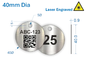 Picture of 40mm dia. Laser Engraved  Stainless Steel Valve Tags