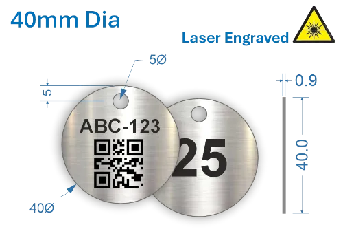 Picture of 40mm dia. Laser Engraved  Stainless Steel Valve Tags