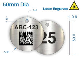Picture of 50mm dia. Laser Engraved  Stainless Steel Valve Tags