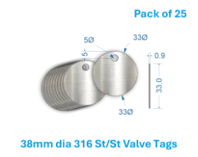 Picture of 33mm Blank Stainless Steel Valve Tags 