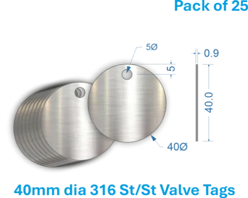 Picture of 40mm Blank Stainless Steel Valve Tags 
