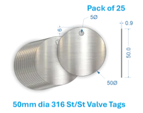 Picture of 50mm Blank Stainless Steel Valve Tags 