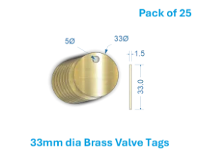 Picture of 33mm Blank Brass Valve Tags