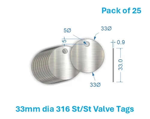 Picture of 33mm Blank Stainless Steel Valve Tags 
